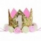 FHzytg Baby Princess Tiara Crown Kids First Birthday Hat Sparkle Gold Flower Style