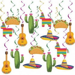 20Pcs Mexican Fiesta Hanging Swirl Decorations, Mexican Fiesta Cinco De Mayo Party Supplies, Taco Twosday Birthday Theme, Taco Party Mexican Fiesta Ceiling Hanging Swirl Decorations Boys Girls Shower